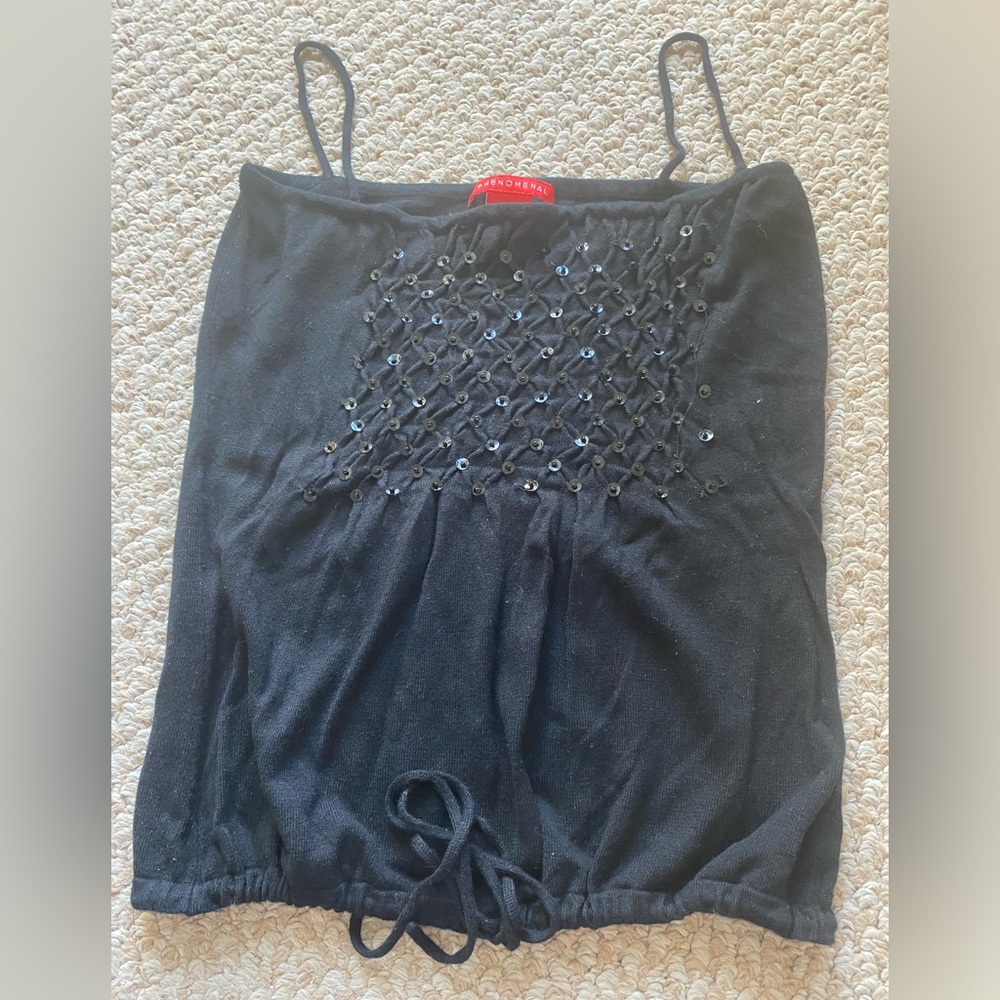 Black Sequin Camisole Top